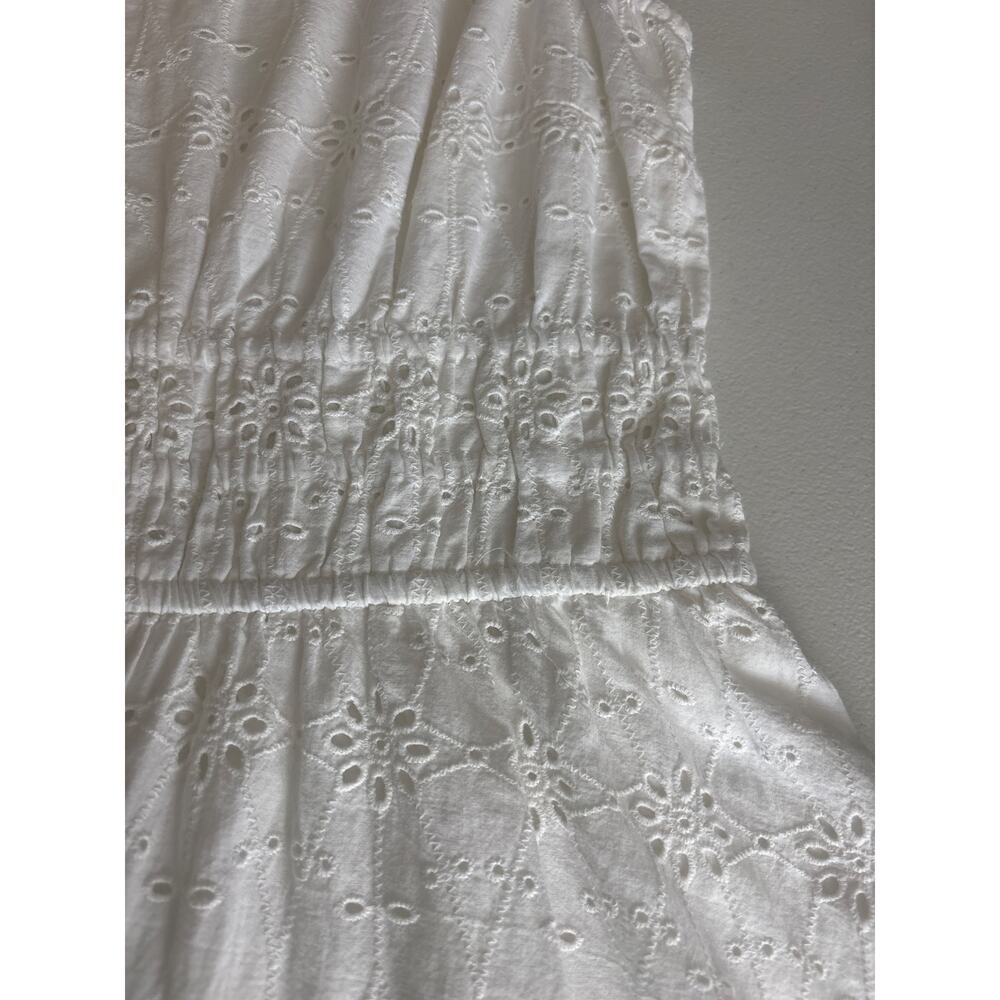 Nicole Miller White Eyelet Dress With Ruched Waist Size Small - Picture 9 of 9